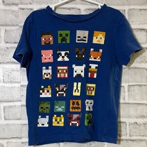 4/$20 Minecraft Kids Blue Pixel Art Short Sleeve Tee, size 6/7